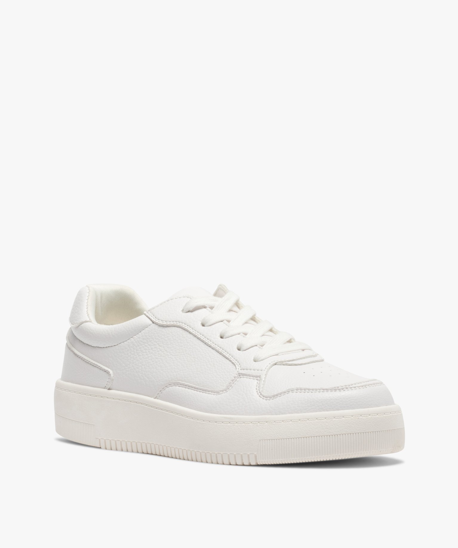 Tennis femme unies à lacets et semelle épaisse blanc | GEMO