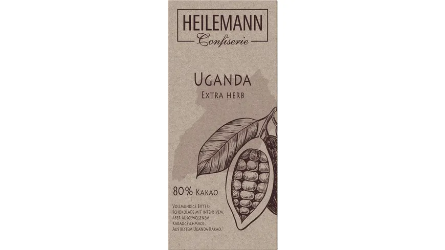 Heilemann Ursprungs-Schokolade Uganda Extra herb 80% 80 g