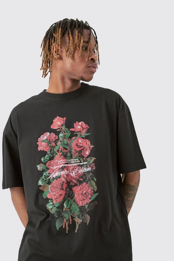 Tall florales T-Shirt mit Print
