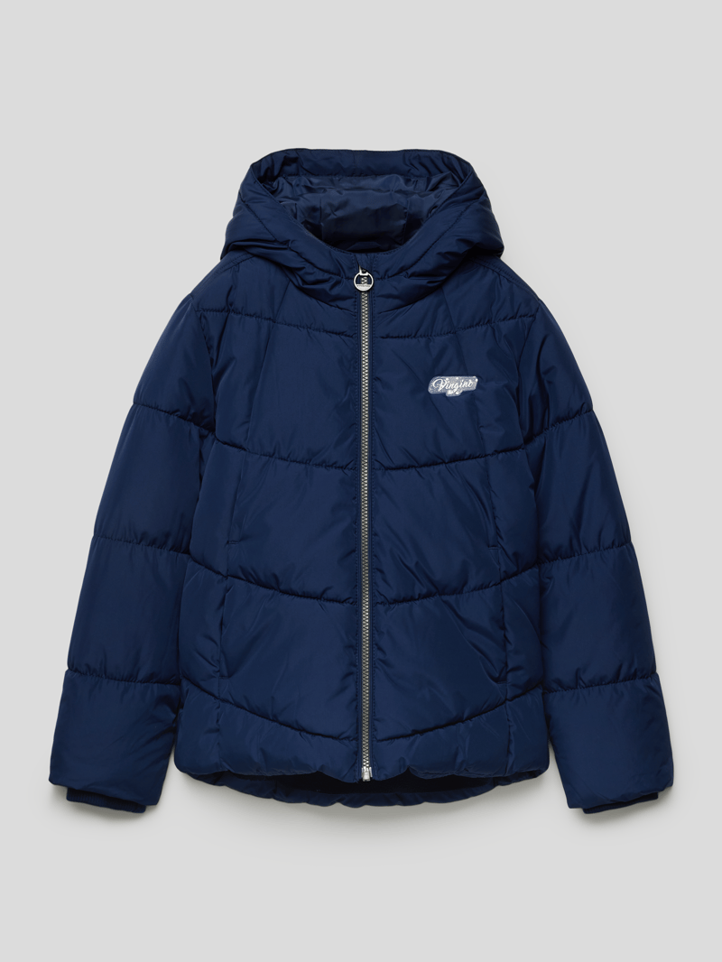 Steppjacke mit Label-Applikation Modell 'TARY' in marineblau