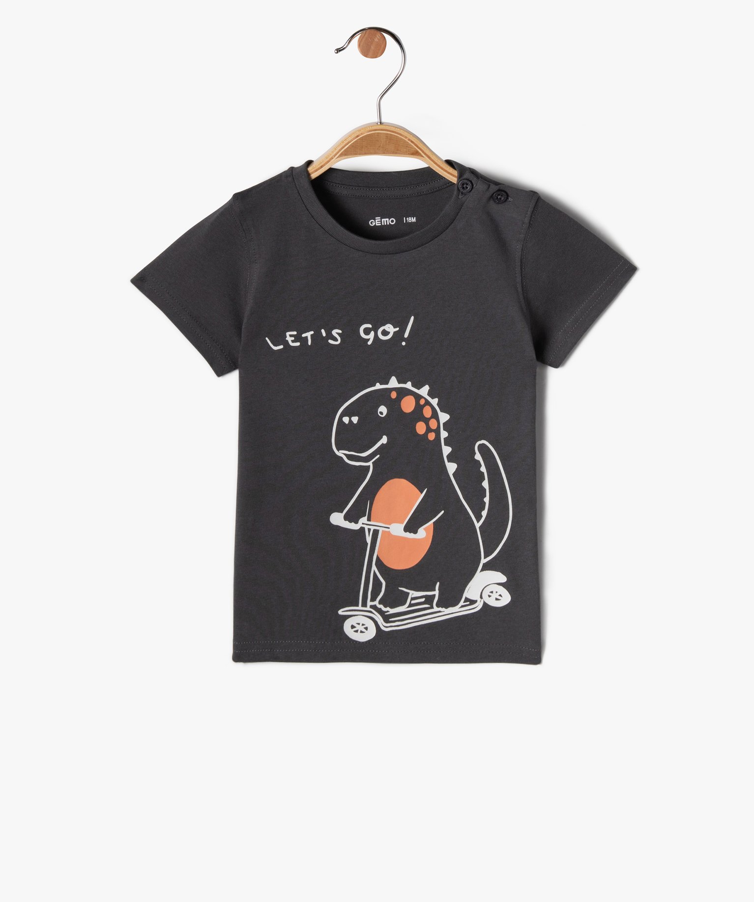 Tee-shirt bébé Garçon à manches courtes et motif gris fonce | GEMO