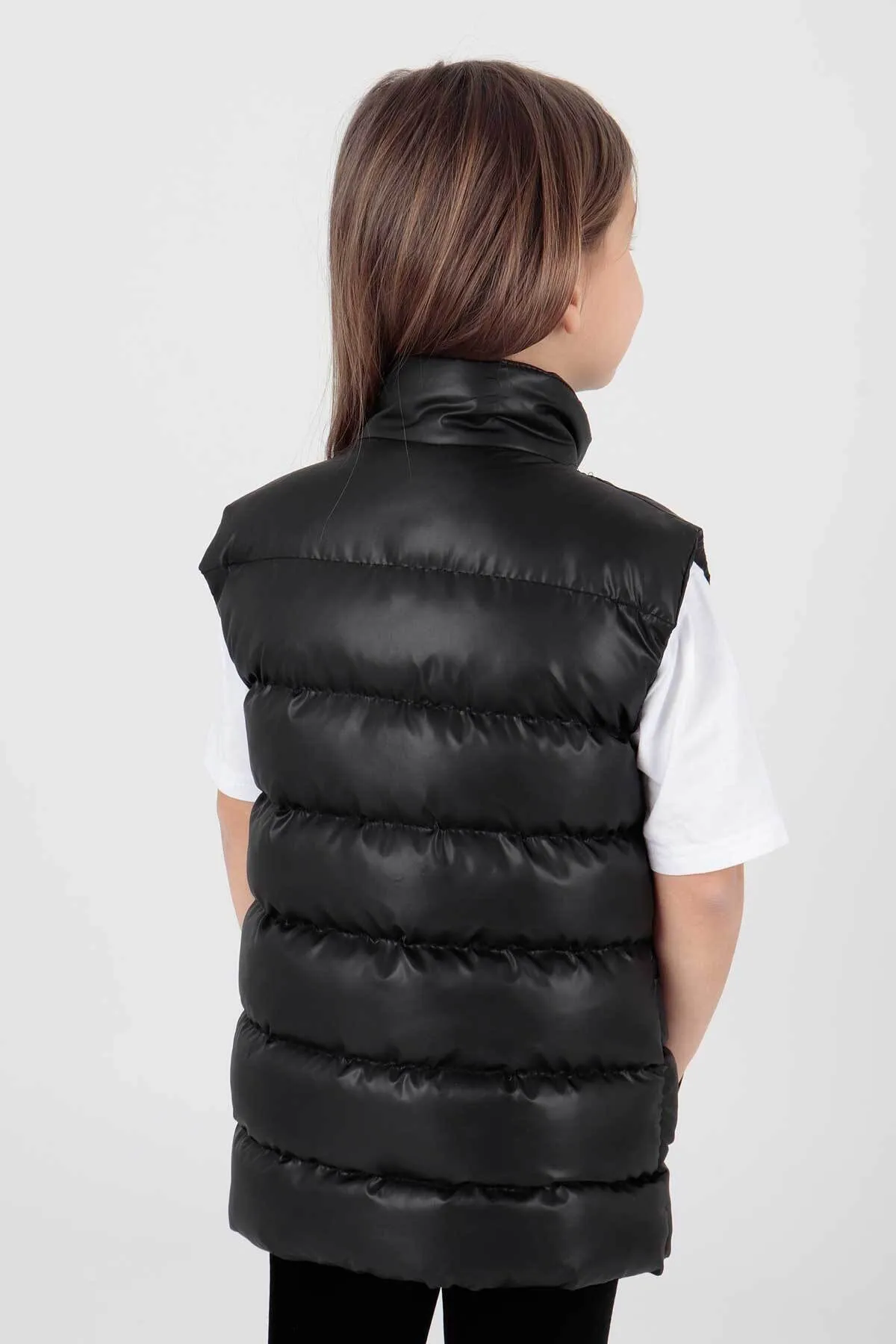 AHENGİM  Gestickte Trend-Pufferweste ohne Kapuze für Mädchen Ak216869