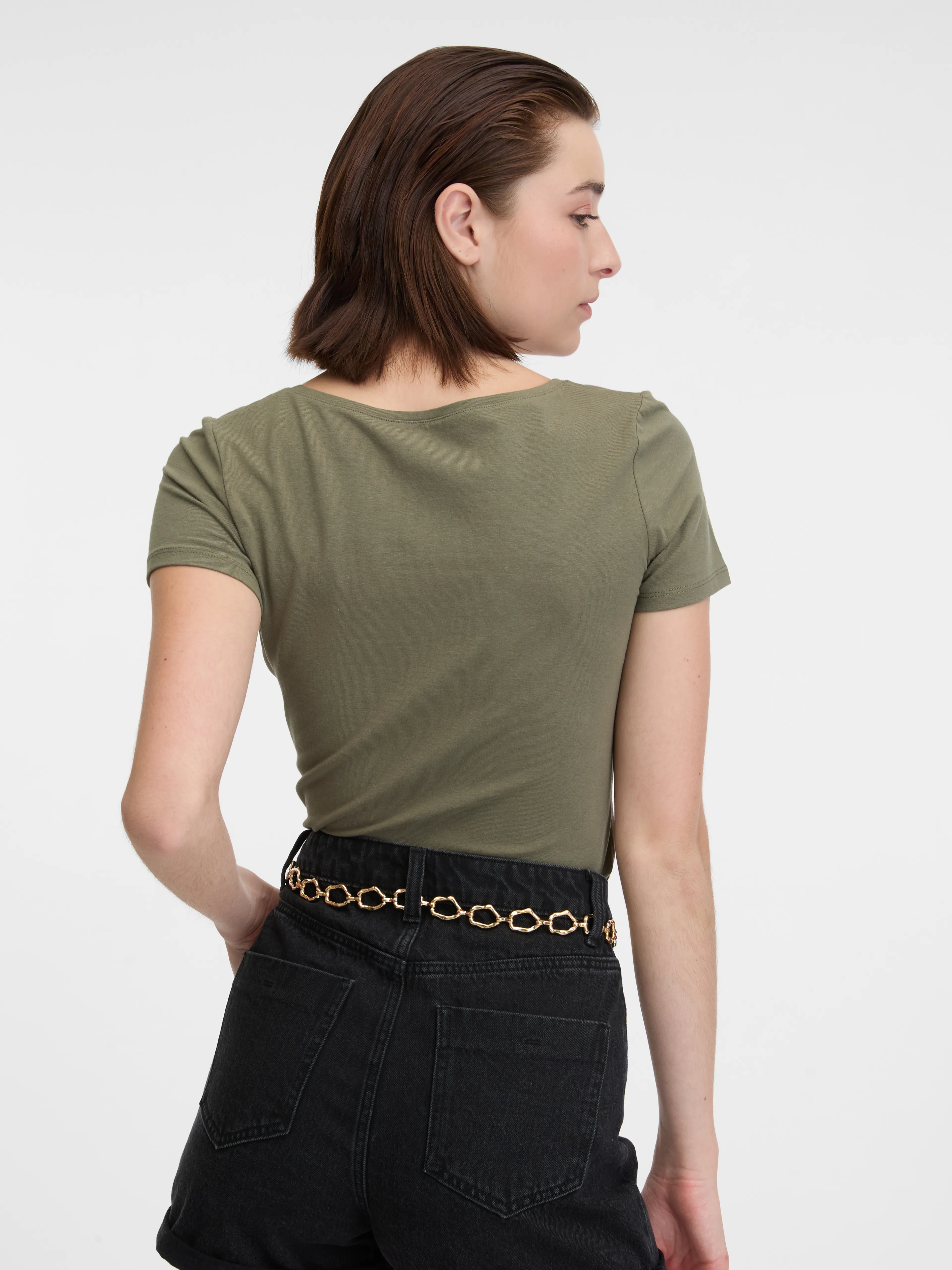 Khakifarbenes Basic T-Shirt ORSAY