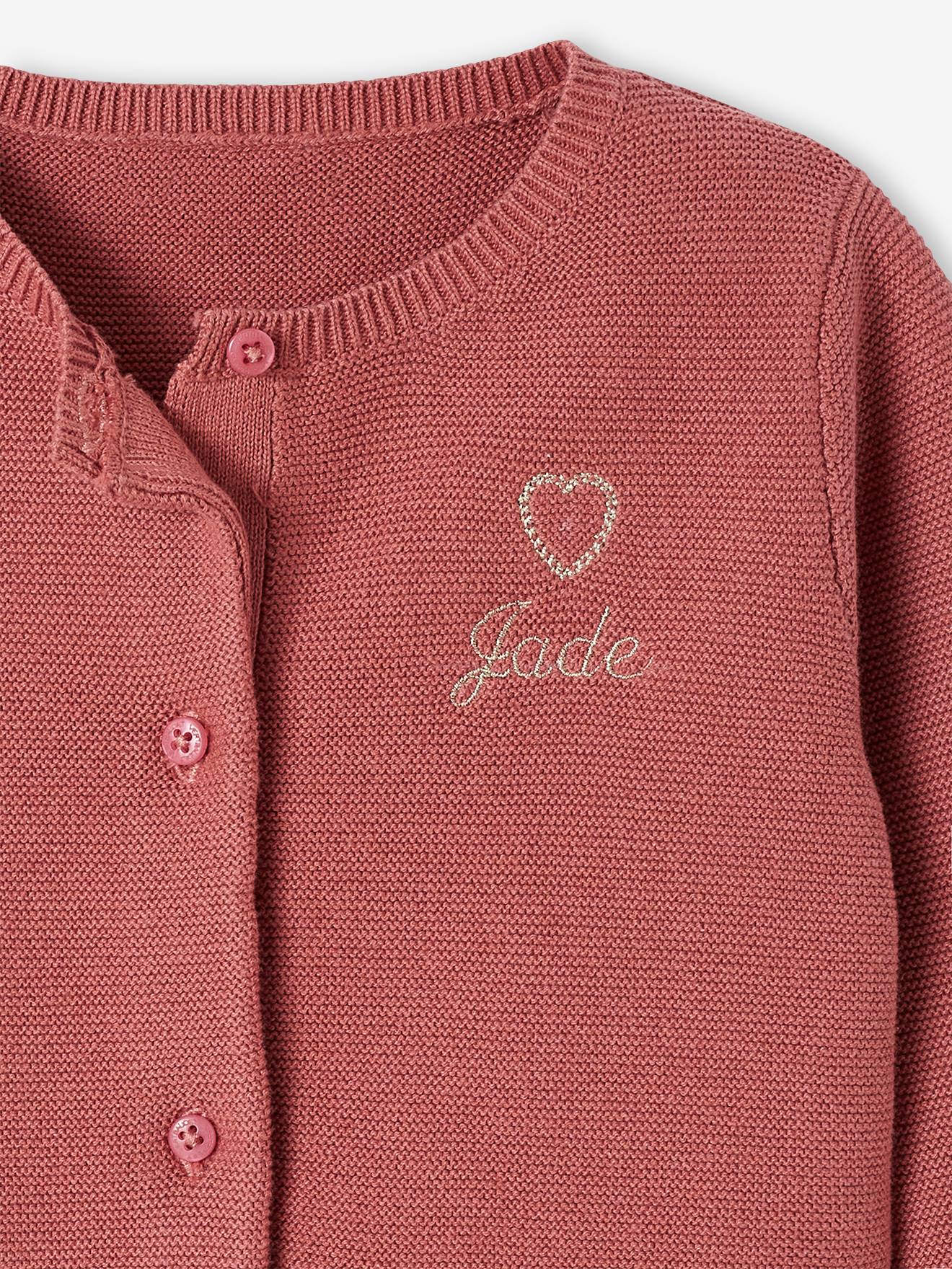 Cardigan broderie dorée coeur bébé BASICS encre