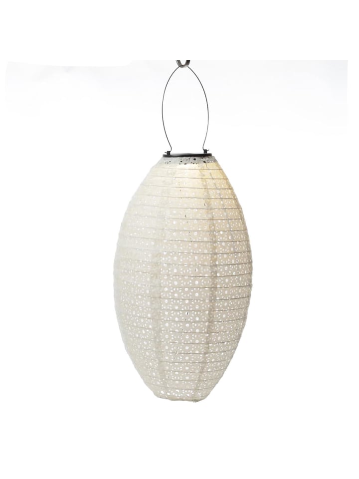 MARELIDA LED Solar Lampion oval mit Blumenmuster H: 38cm in weiß günstig kaufen onesize