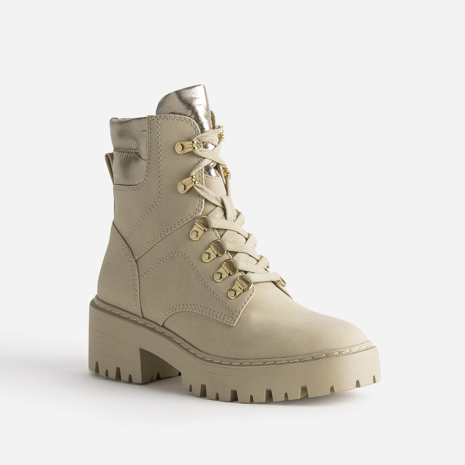 Boots à lacet TEXTO beige à col métallisé