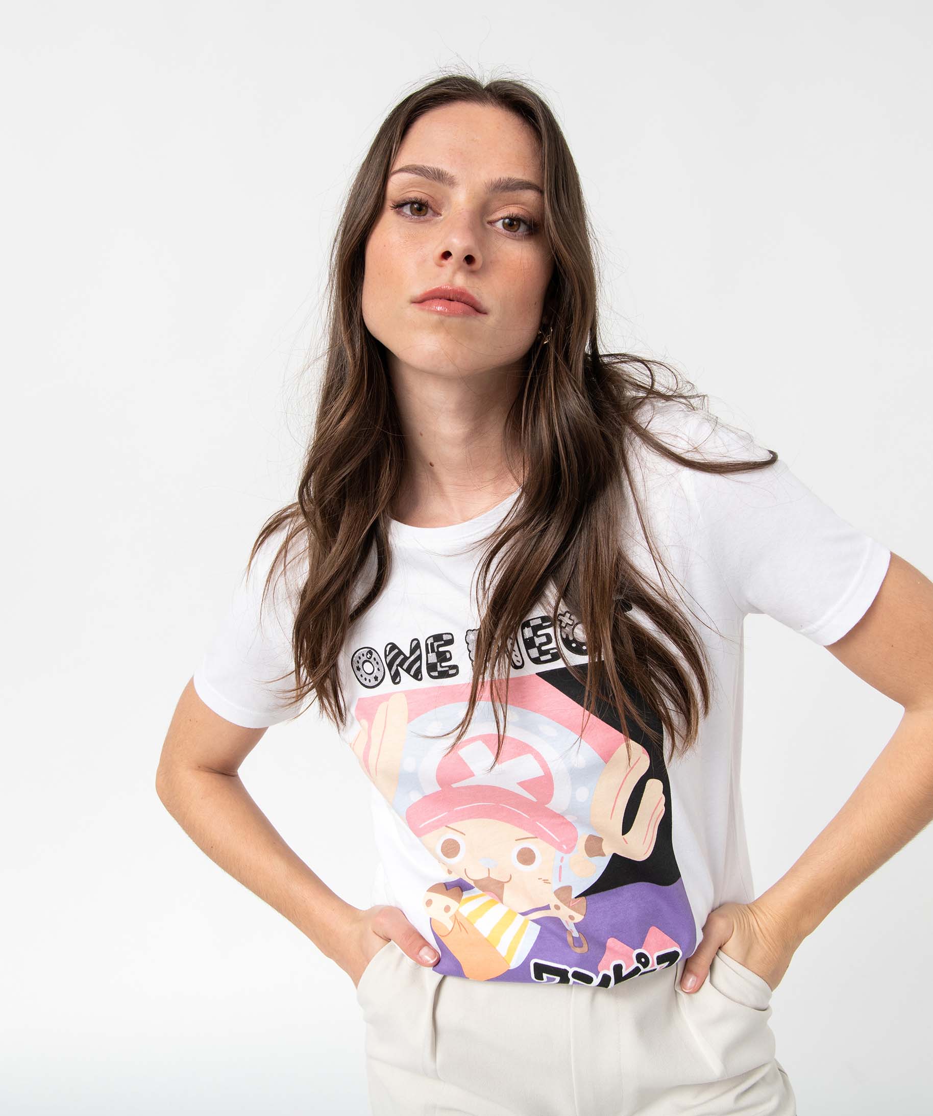 Tee-shirt femme avec motif XXL - One Piece blanc | GEMO