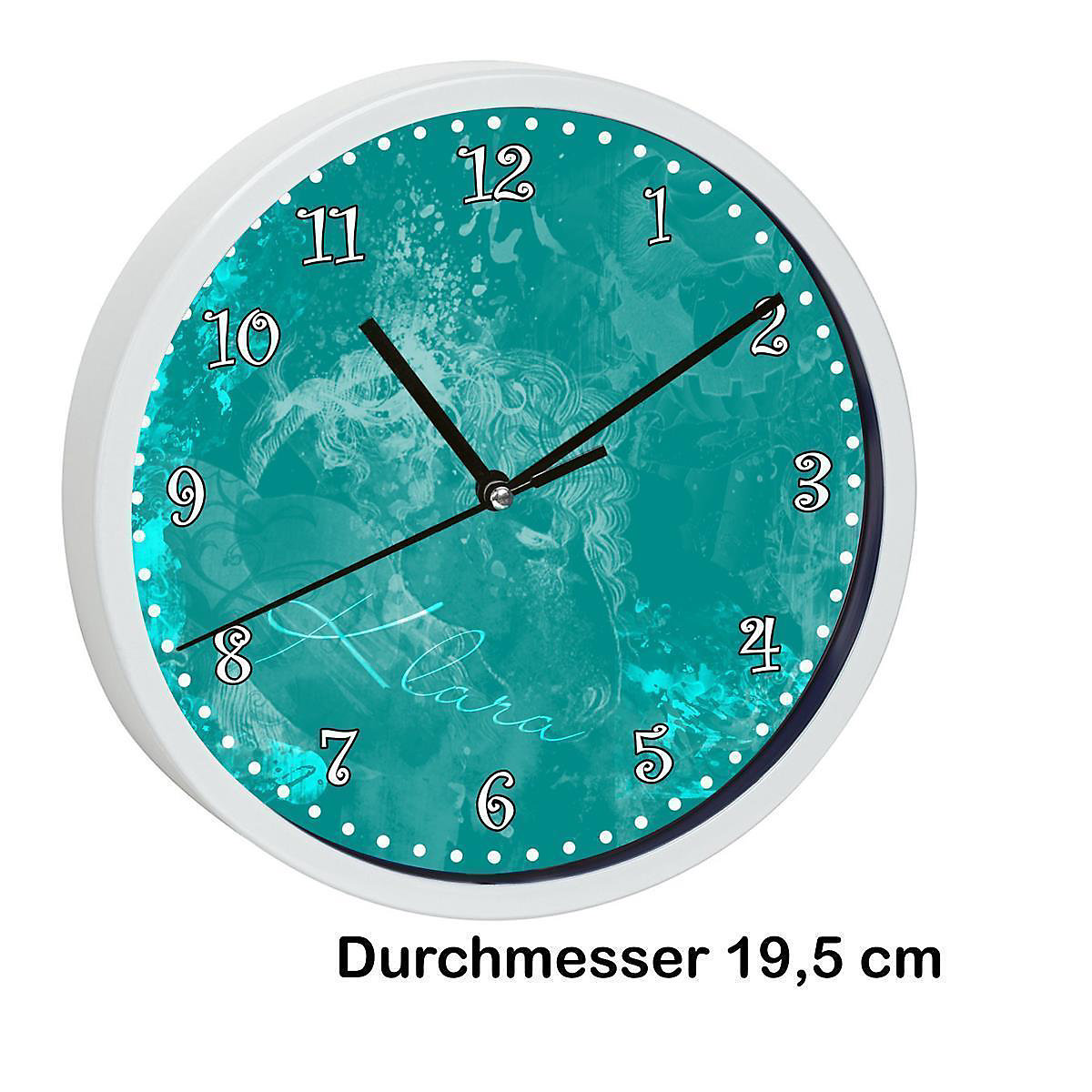 Kinder Wanduhr personalisiert mit Name Traum Petrol