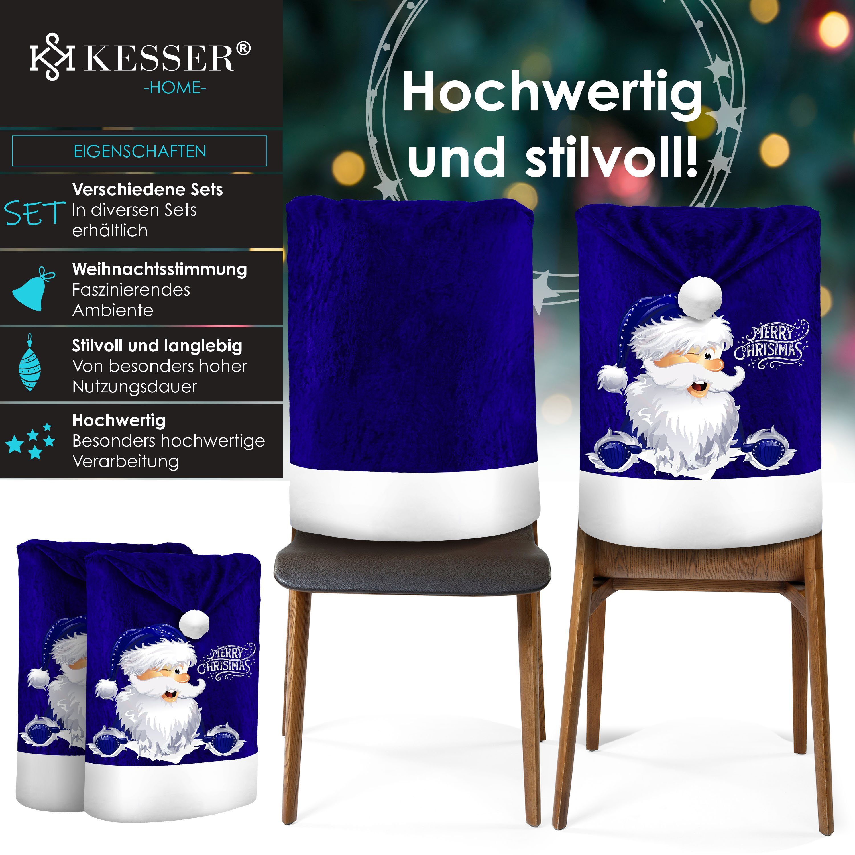 KESSER Weihnachtsfigur, Premium Weihnachtsstuhlüberzug Set Stuhlhussen für Weihnachten