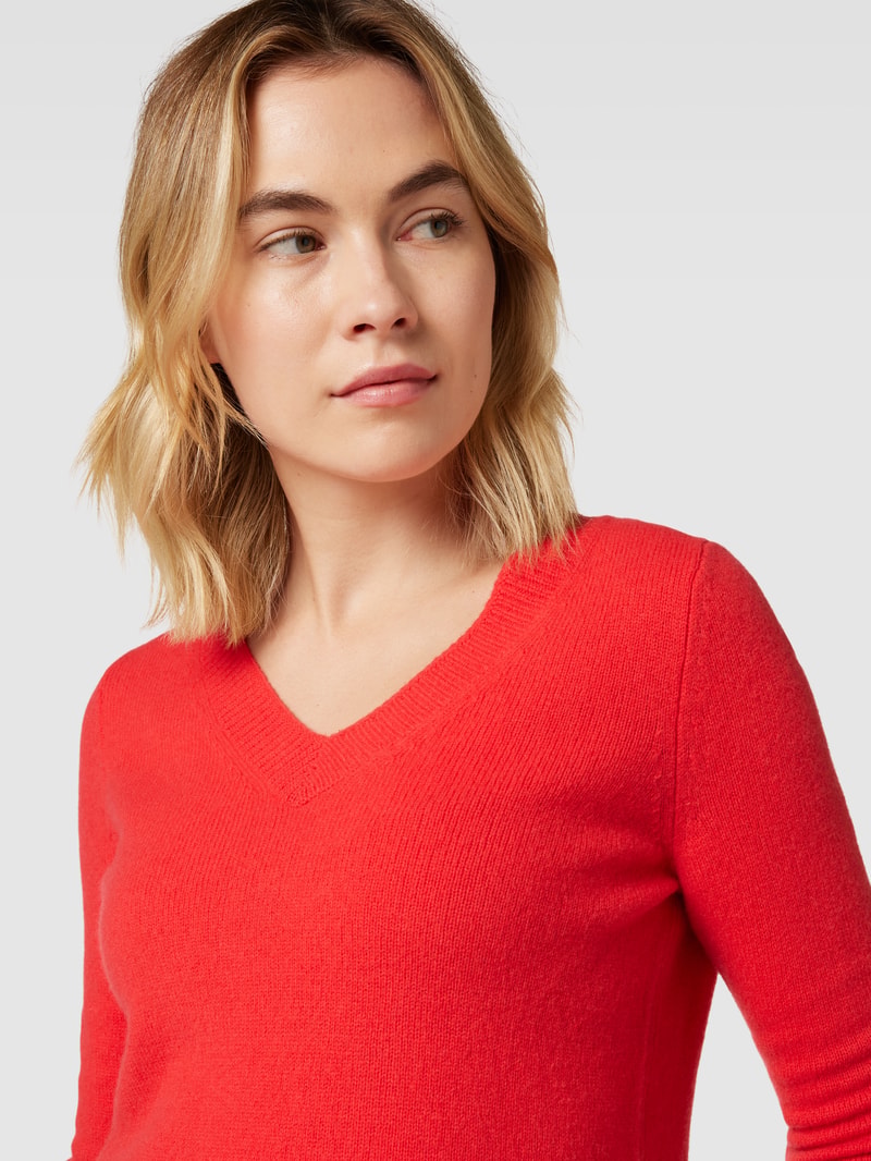 Strickpullover aus Wolle mit V-Ausschnitt in rot
