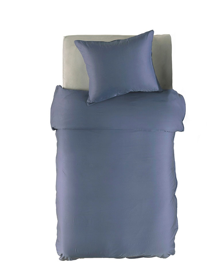 Yellow Satin-Bettwäsche-Set in Blau günstig kaufen