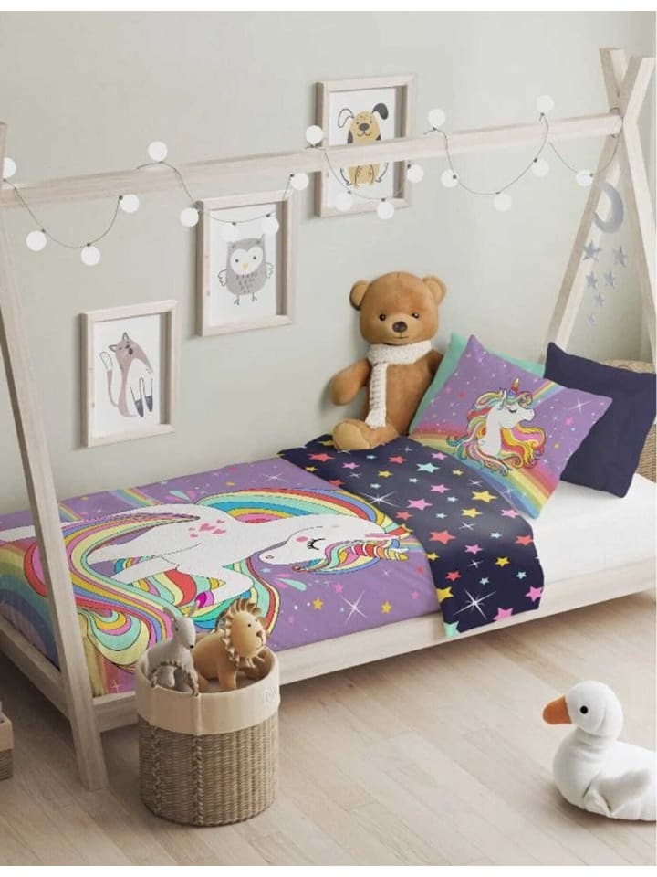 Faro Tekstylia Bettwäsche Unicorn in navy lila günstig kaufen onesize