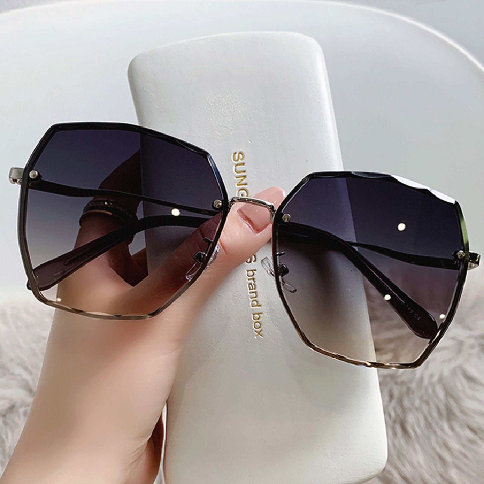 Tisoutec Sonnenbrille Sonnenbrille Damen (Designer Oversized Sonnenbrillen für Damen Polarisiert UV400 Schutz,sonnenbrille damen polarisiert (Frauen Fashion Sonnenbrille,vintage sonnenbrille damen)