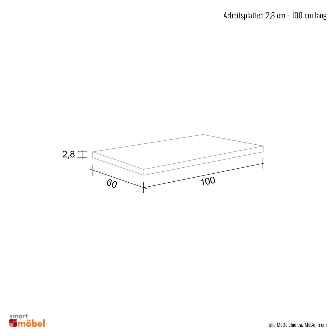 Flex-Well Arbeitsplatte - 100 x 60 x 2,8 cm - Sonoma Eiche – Salerno
