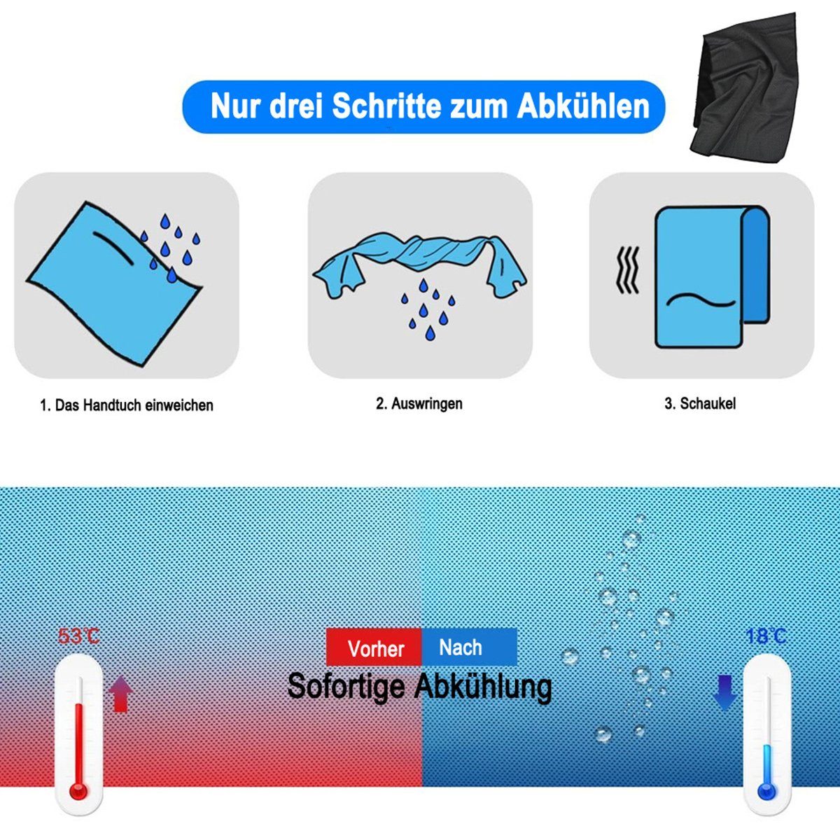 JedBesetzt Sporthandtuch Kühltuch Set, kühlendes Handtuch Kühltücher Hals, Handtuch kühlend