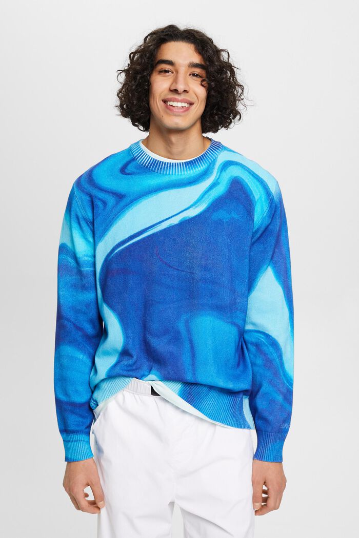 Gewebter Baumwollpullover mit Allover-Muster