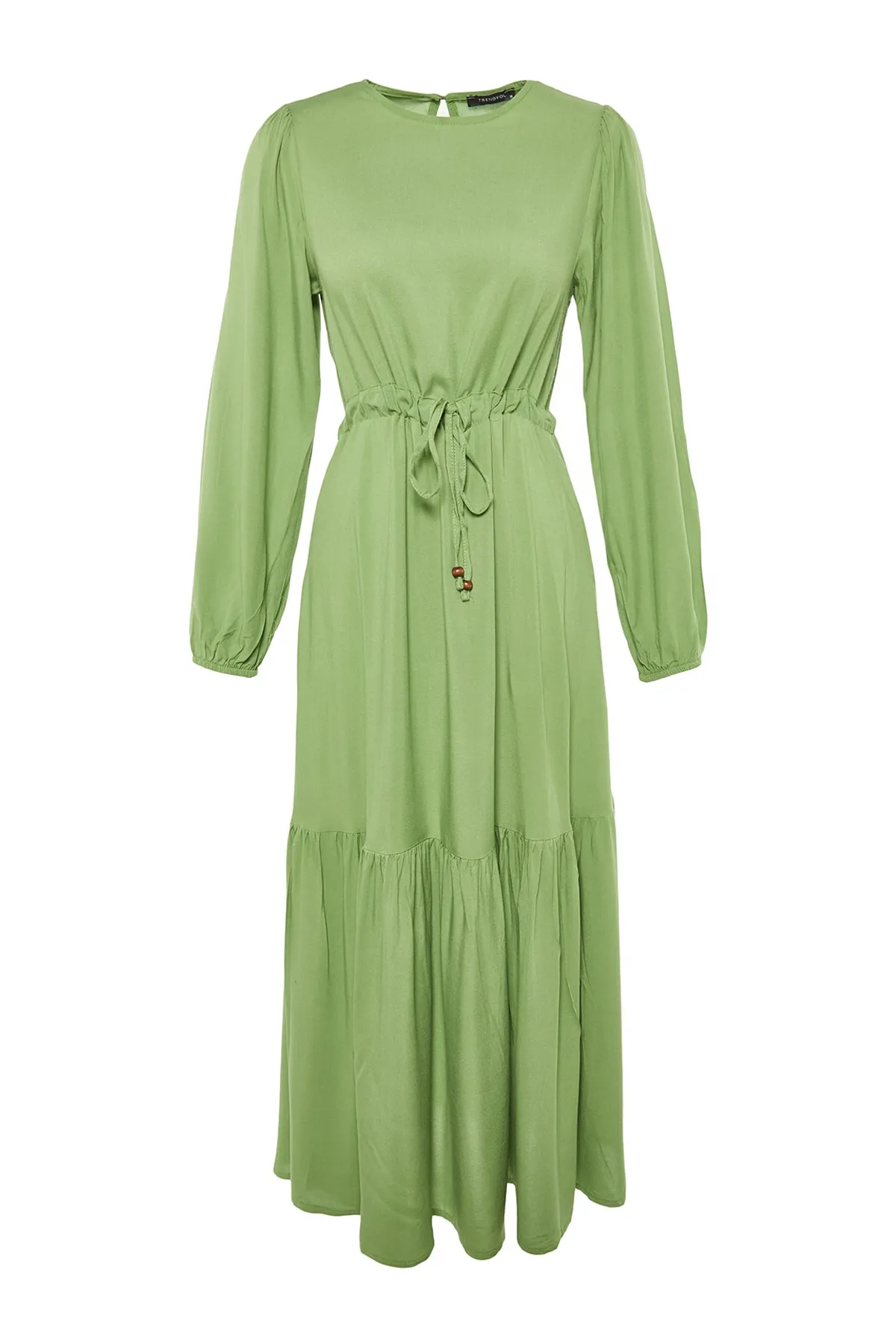 Trendyol Modest  Grünes, weit geschnittenes, gewebtes Kleid mit Bindedetail in der Taille TCTSS22EB00133