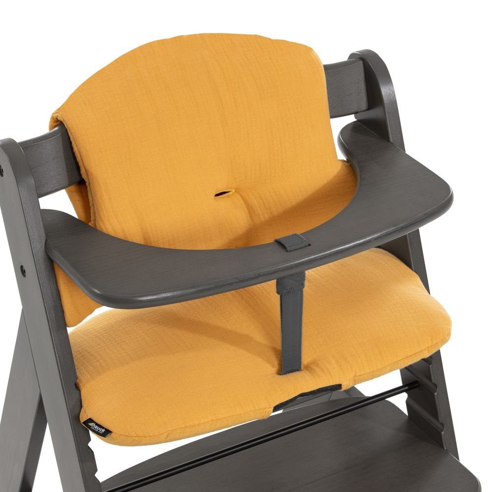 Hauck Hochstuhl Charcoal Selectline (2 St), Mitwachsender Holz Kinderhochstuhl mit Tisch, Sitzauflage verstellbar