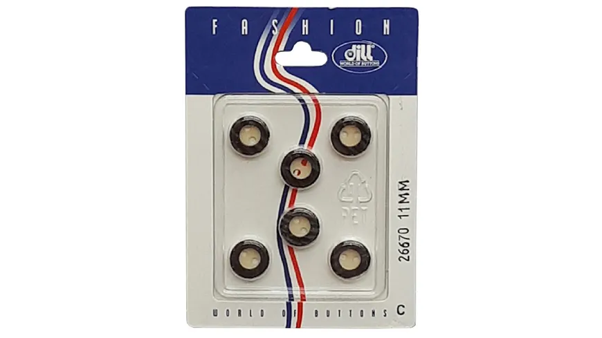 Dill 2-loch-Hirschhornknopf-Imitation Ø 11mm 6er Pack braun