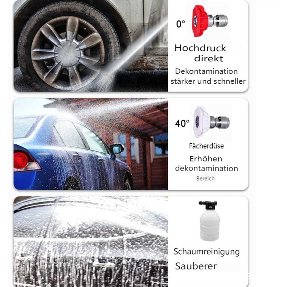 AUDEW Akku-Hochdruckreiniger, 240W Hochdruckpistole mit 2 Akku, 5m Schlauch