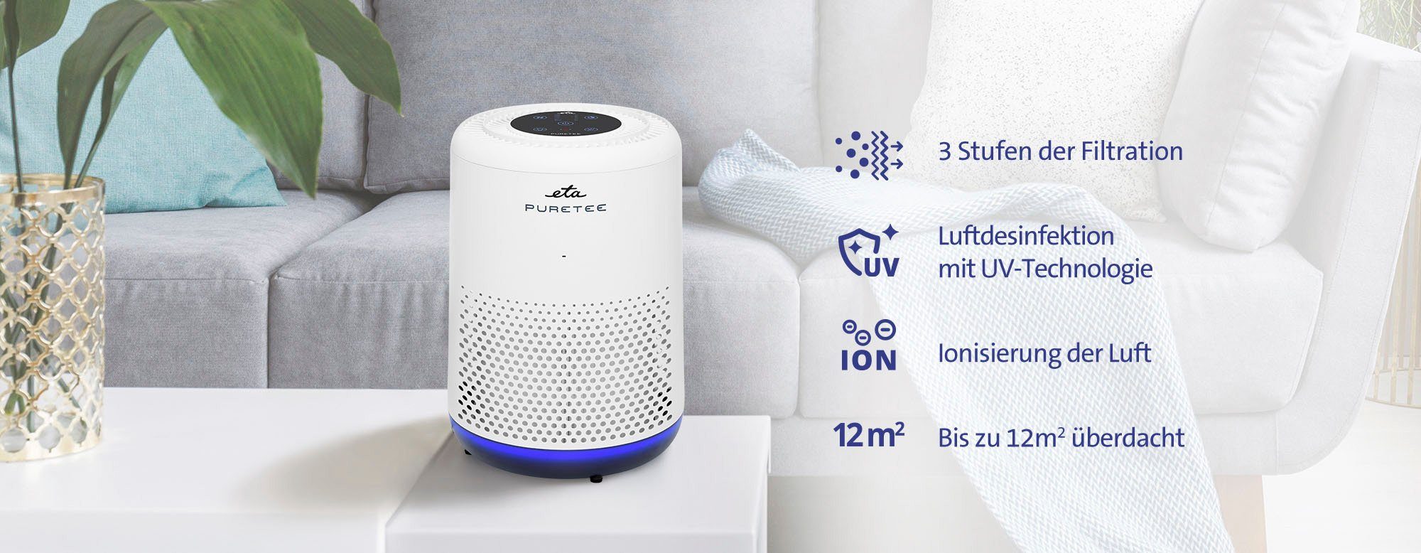 eta Luftreiniger Puretee, für 12 m² Räume, 12 W