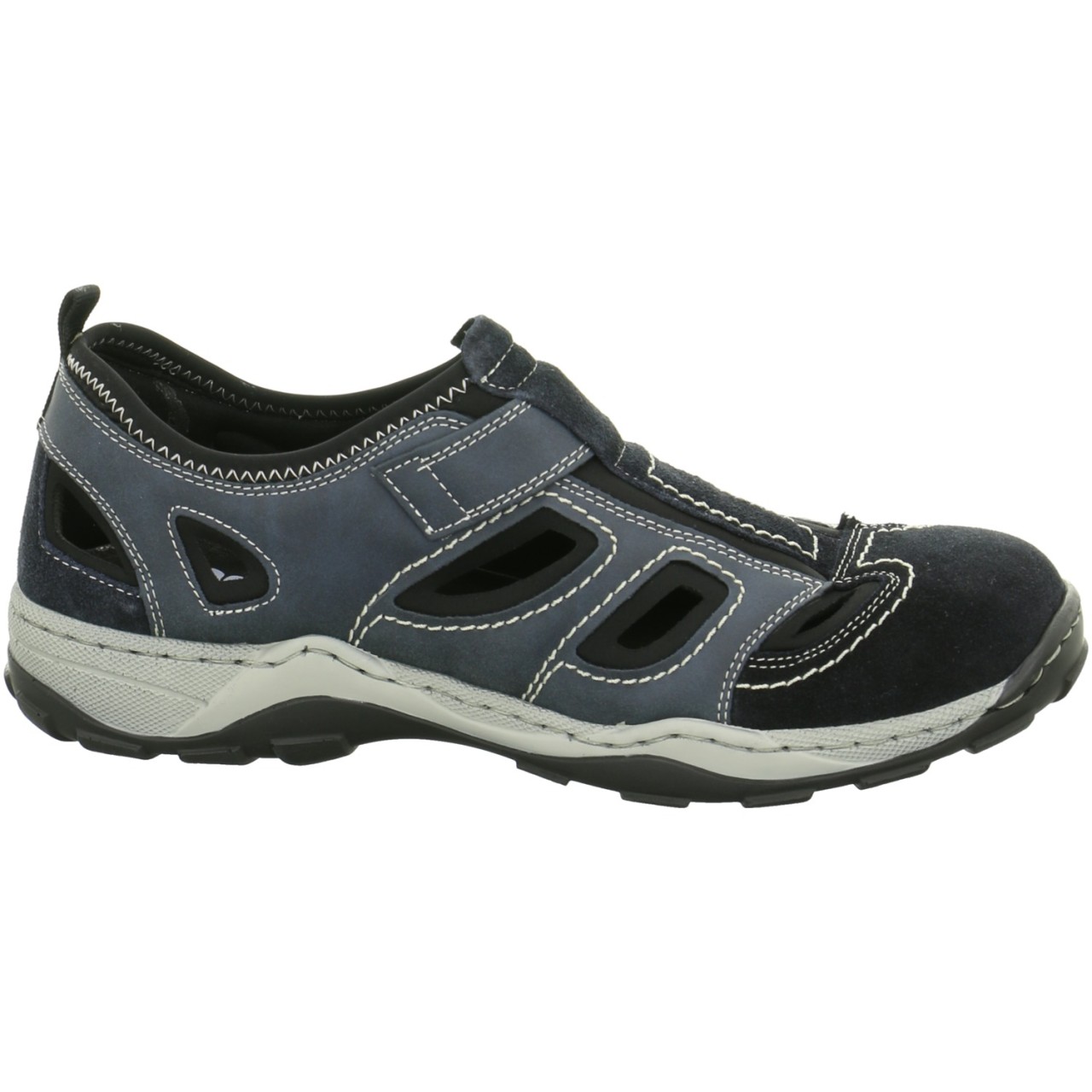 RIEKER Komfort Sandalen blau pazifik Samt/Bast