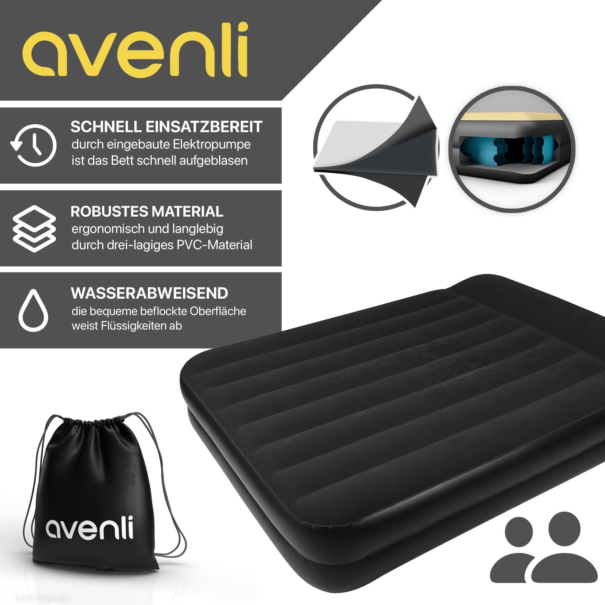 Avenli Luftbett Luftmatratze selbstaufblasend 203x152x46 cm, (Doppelbett für 2 Personen), mit beflockter Oberfläche