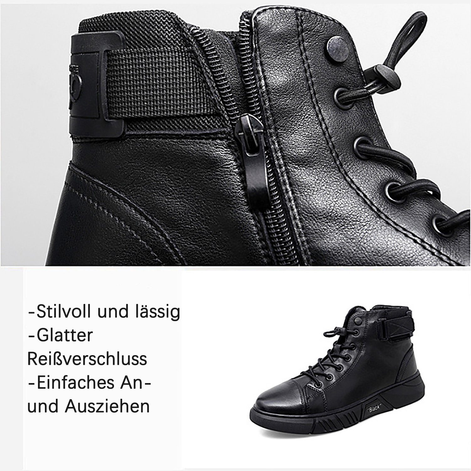 Daisred Schnürstiefel Herren Warm Gefüttert Winterboots chukkastiefel Stiefel