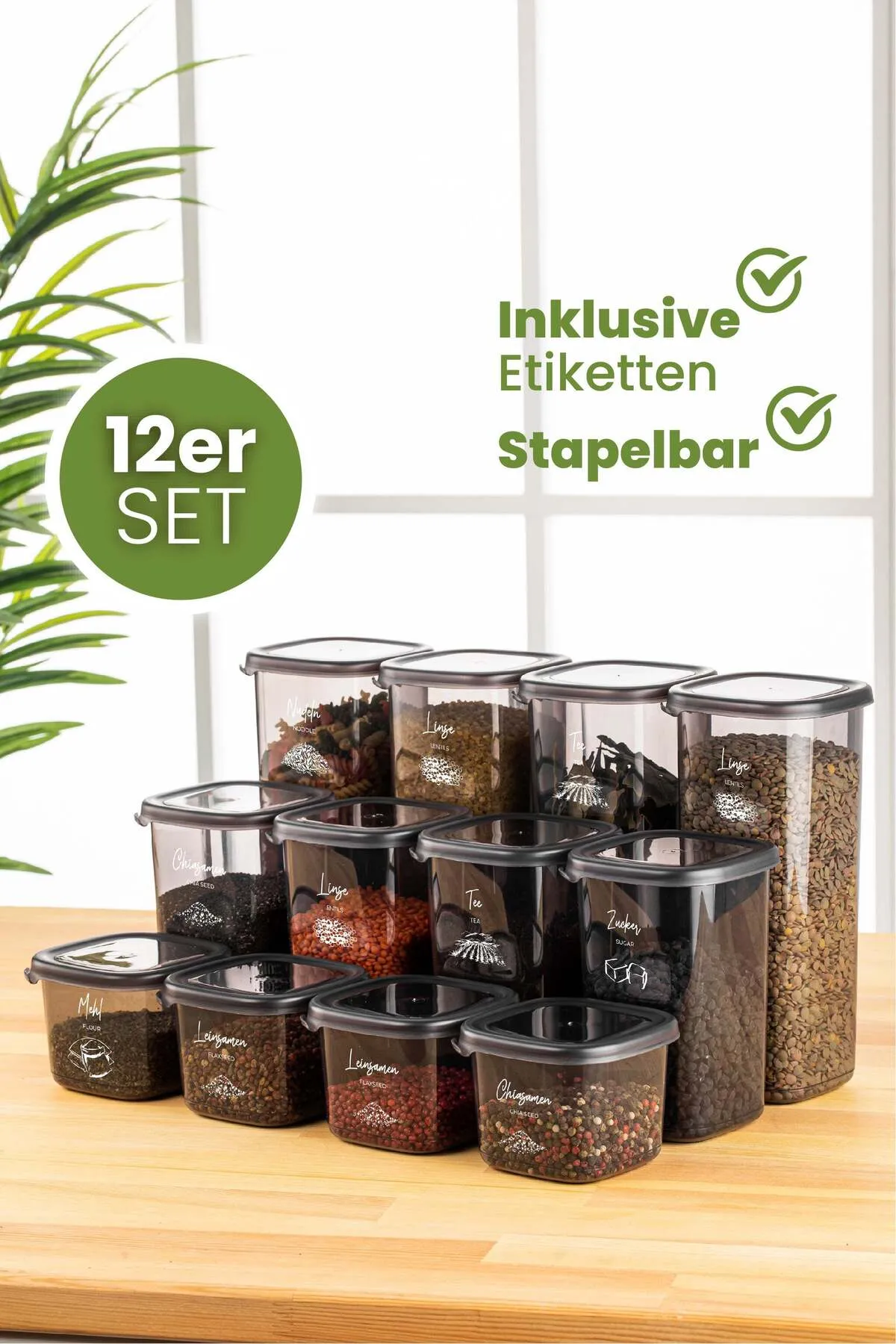 Viwares  Peggy luftdichte Vorratsdosen mit Deckel | 12er Vorratsbehälter Set Vorratsbehälter