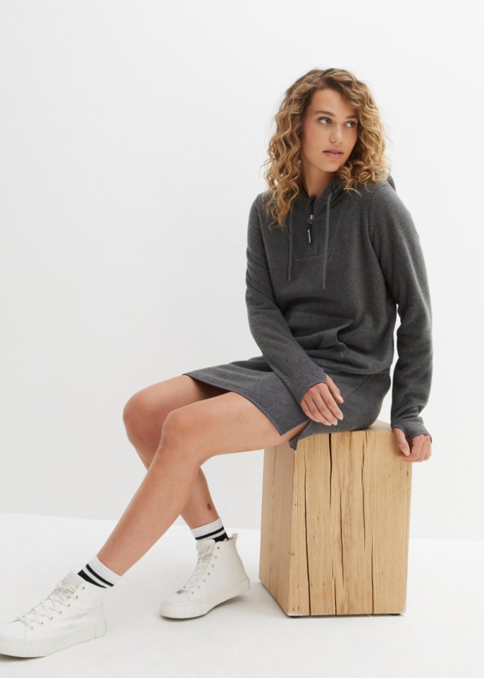 Fleece-Kleid mit Känguru-Tasche