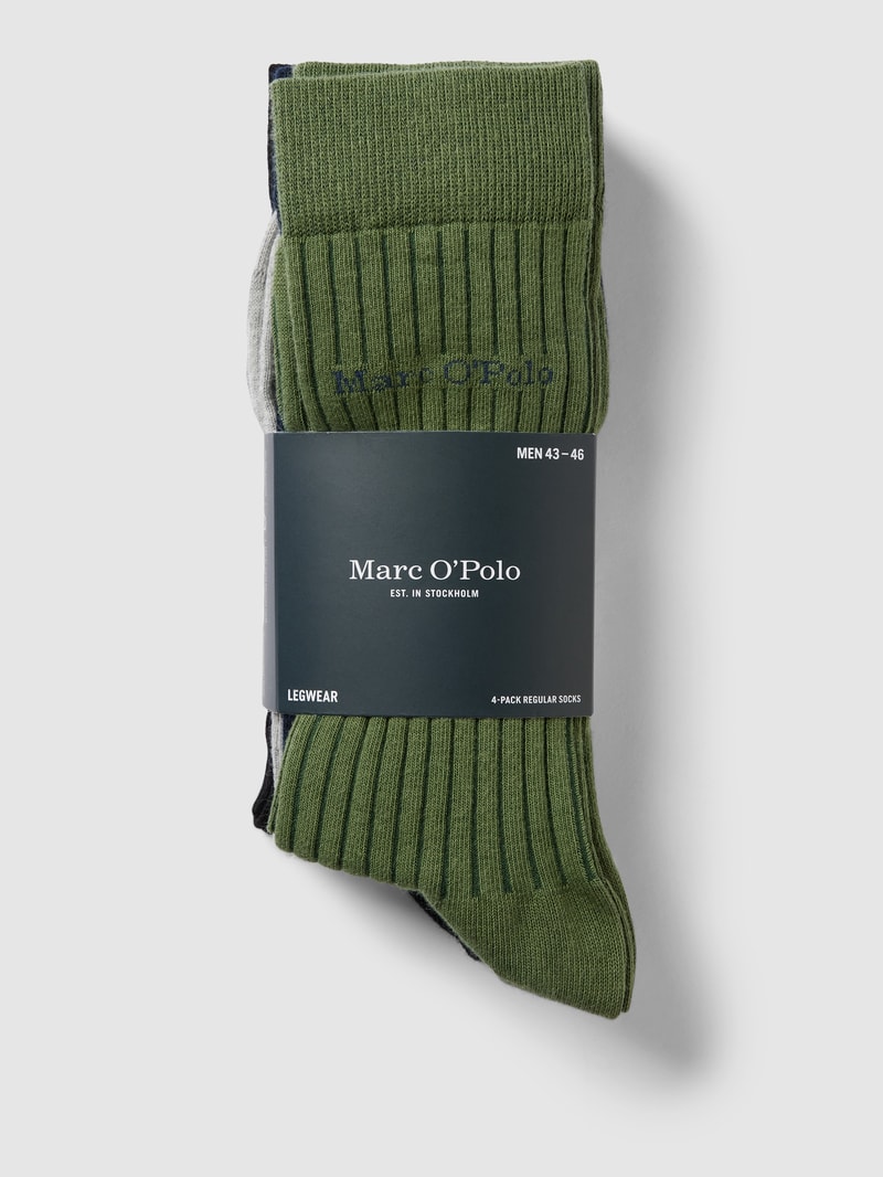 Socken mit Label-Detail im 4er-Pack Modell 'MARC' in mittelgrau meliert