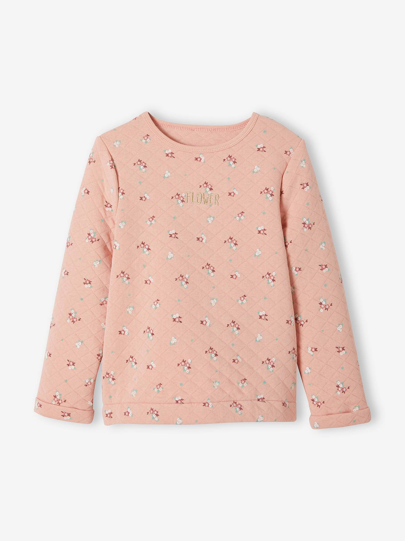 Vertbaudet Gestepptes Mädchen Sweatshirt - pfirsich bedruckt