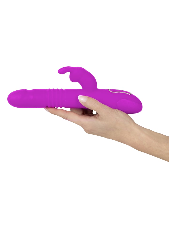 Sweet Smile Vibrator mit Stoßfunktion Thrusting Rabbit in pink günstig kaufen 26 cm