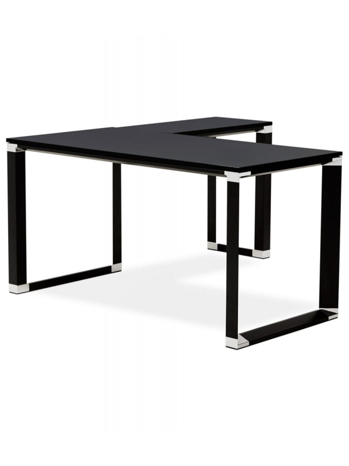 KADIMA DESIGN Eckschreibtisch Industriedesign Holz Metall | Schwarzes Modell in Schwarz günstig kaufen