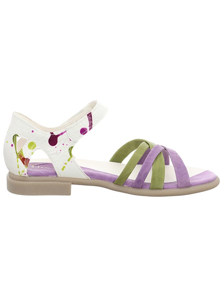 Think! Leder-Sandalen in Khaki/ Weiß/ Lila günstig kaufen