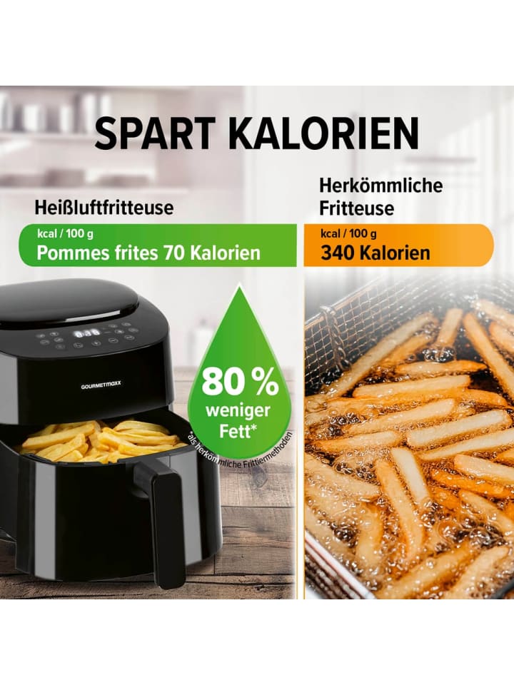 Gourmetmaxx GOURMETmaxx Heißluft-Fritteuse Digital - 4,5l - 1400W - schwarz günstig kaufen onesize