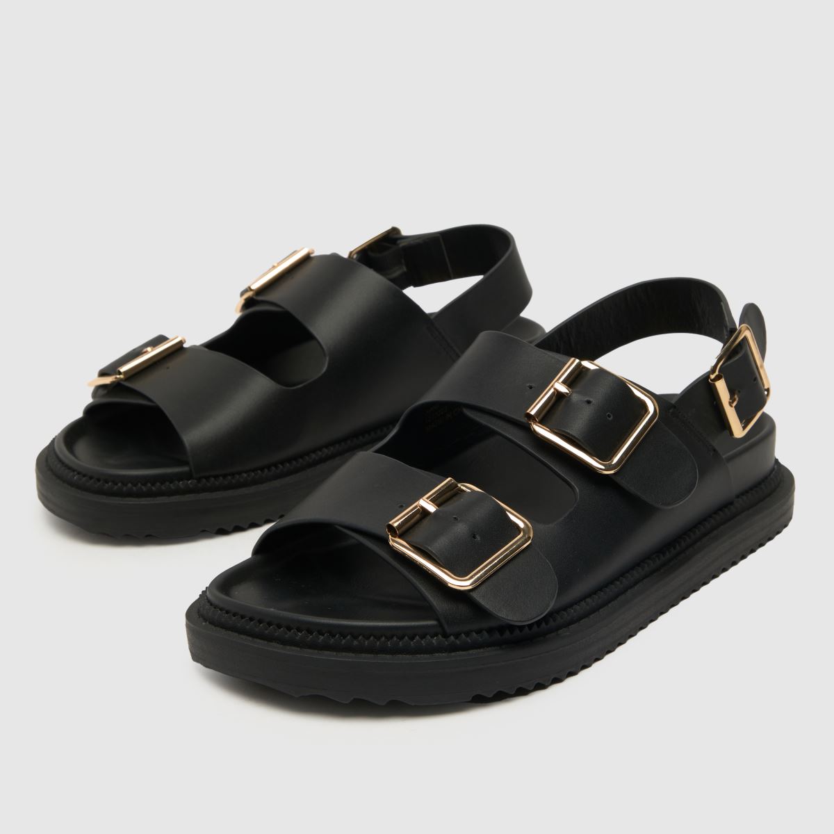 Schuh Talbot – Svarta sandaler med dubbla spännen