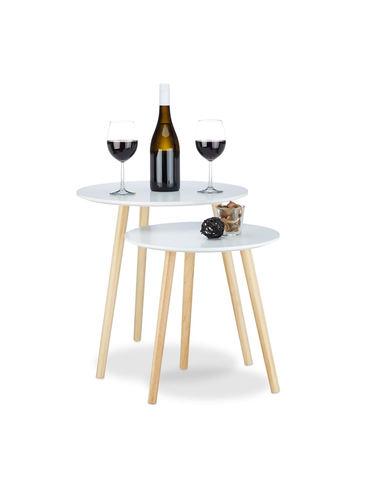 relaxdays 2x Beistelltisch in Weiß günstig kaufen onesize