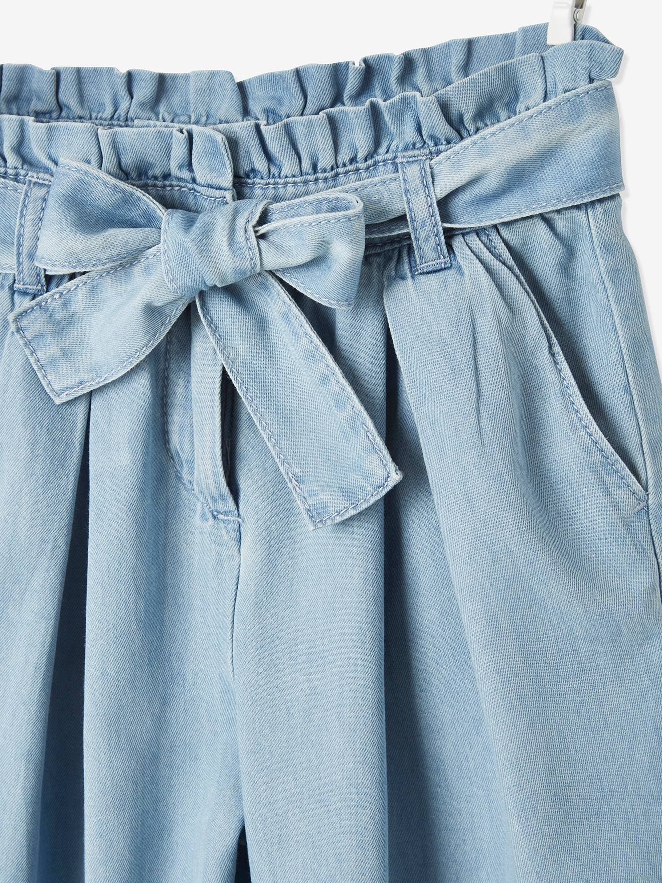 Vertbaudet Mädchen Paperbag-Jeans, 3/4-Bein - double stone