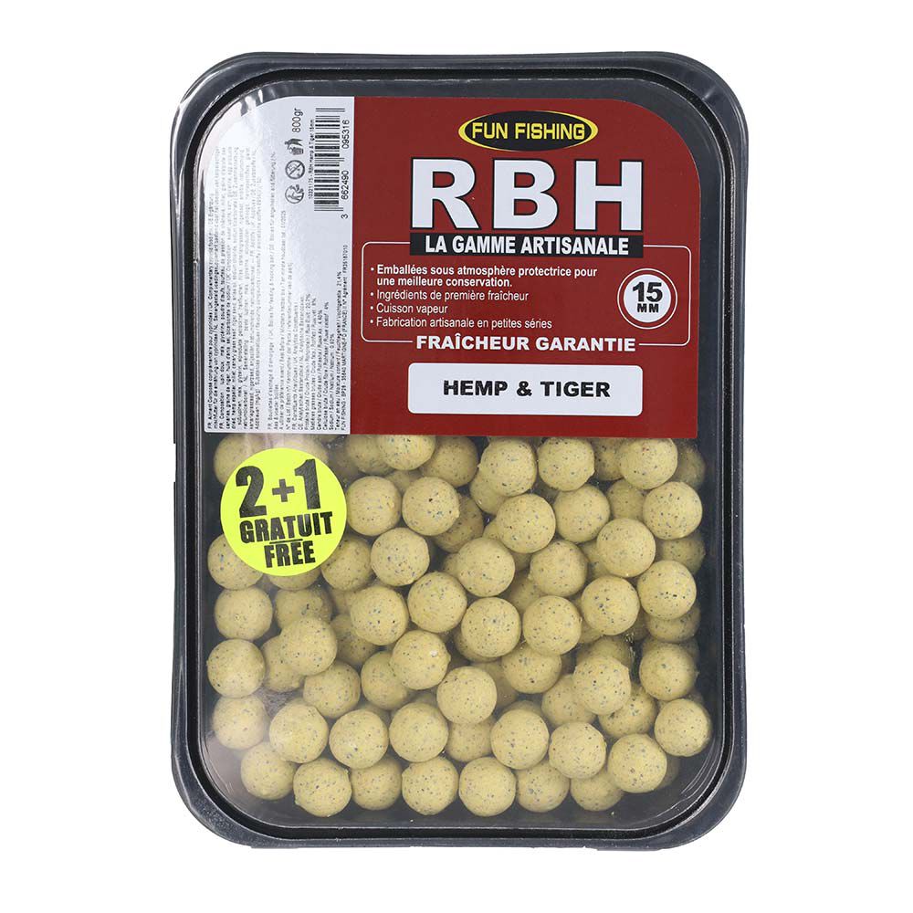 Bouillettes Fun Fishing RBH Boilies Hemp et Tiger 800g