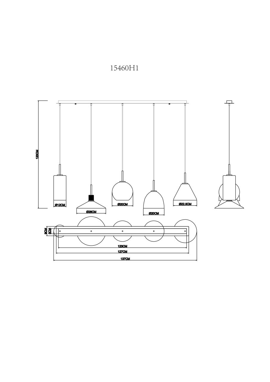 Globo Lighting - ADARA - Hängeleuchte Metall, 5x E27