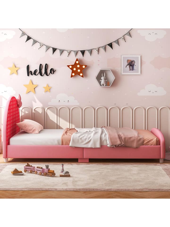 COSTWAY 140 x 70cm Bettgestell in Rosa günstig kaufen onesize