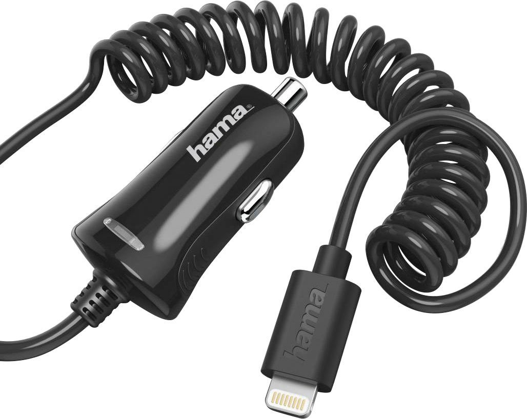 Hama Kfz-Ladegerät, Lightning, 1 A, Schwarz Auto-Adapter, 100 cm, - Lizenziert für: Apple iPhone / iPod - Lizenziert von/durch: Apple