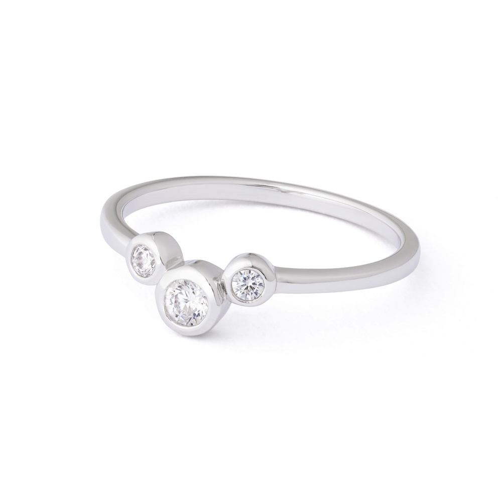 Pippa&Jean Bague tendance Laiton Oxyde de zirconium (CZ) en Argent Bague