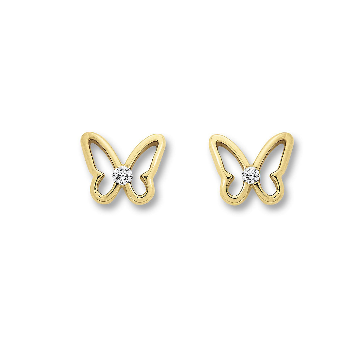 Zirkonia Schmetterling Ohrringe   Ohrstecker aus 333 Gelbgold Ohrstecker für Kinder