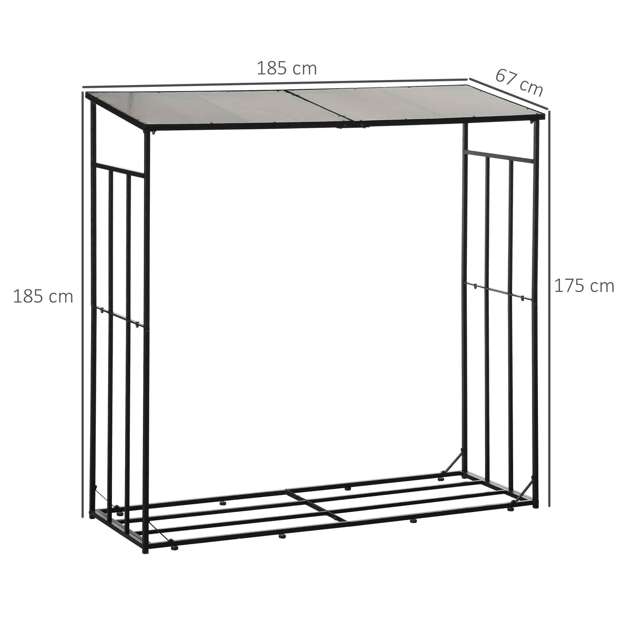 Outsunny Kaminholzregal Feuerholzregal Kaminholzlager mit Dach, BxTxH:185x67x185 cm, (Holzhalter, 1-St., Brennholzregal), Stapelhilfe für Brennholz