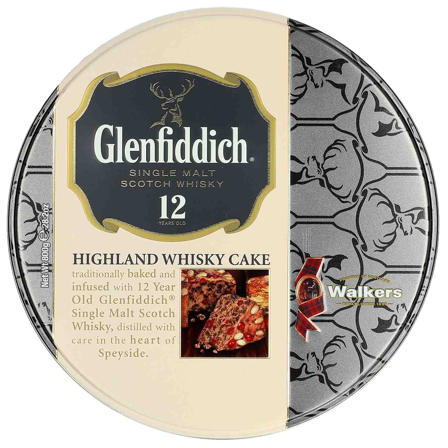 Walkers Glenfiddich Highland Whisky Cake Tin 800g