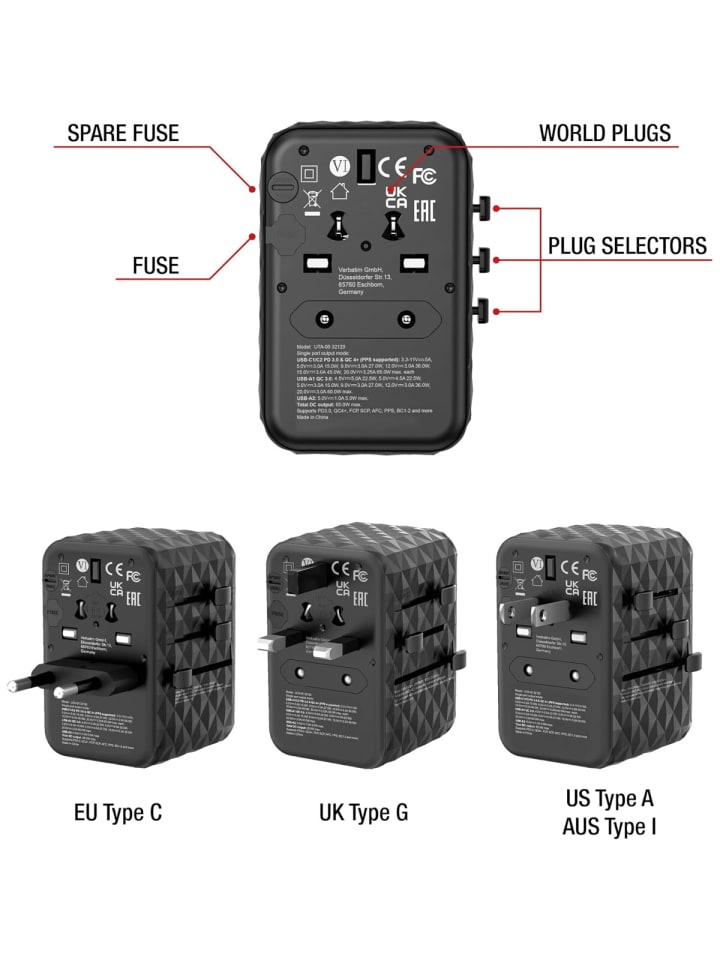 COFI 1453 Universal Travel Ladeadapter GaN III mit 2x USB-C und AC Steckdose in Schwarz günstig kaufen onesize