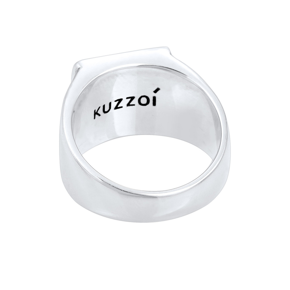KUZZOI KUZZOI Bague Hommes sceau ancre basique en argent sterling 925 oxydé Bague