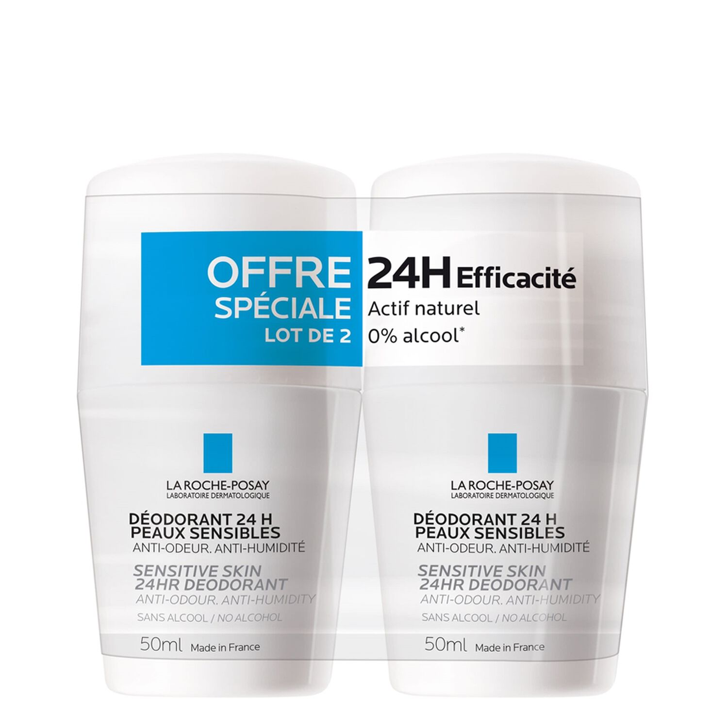 la roche-posay Déodorant Physiologique 24h Roll-On Anti-Odeurs & Anti-Humidité 2x50 ml